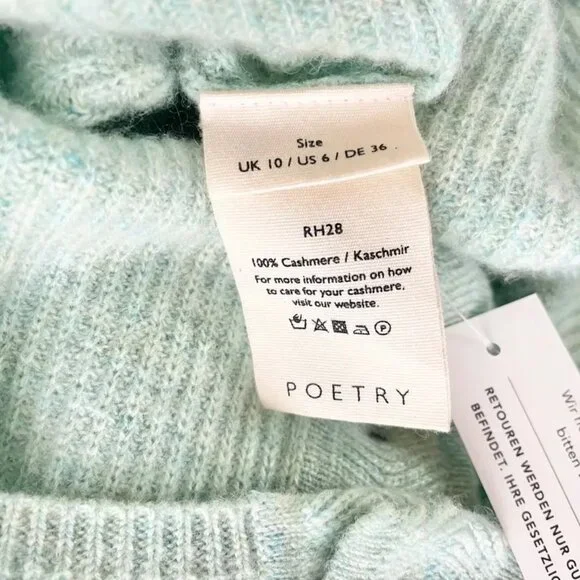 NWT $320 Poetry Collared Cardigan Pure Cashmere Mint Green UK 10 US 6